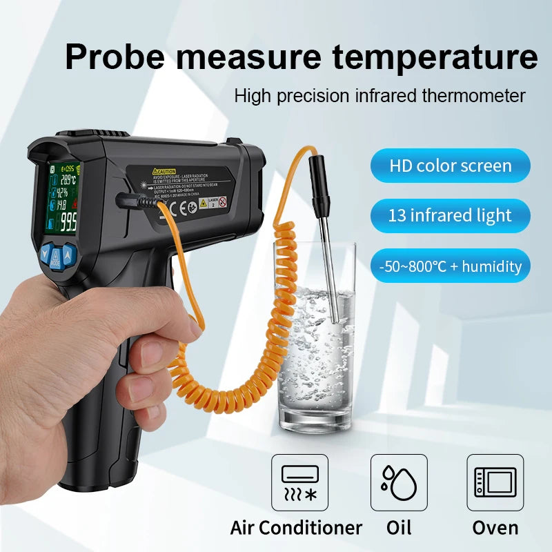 Digital Infrared Thermometer Kitchen High Temperature Meter Gun Double Laser Pyrometer IR02 Heat Meter Outdoor Food Thermometers