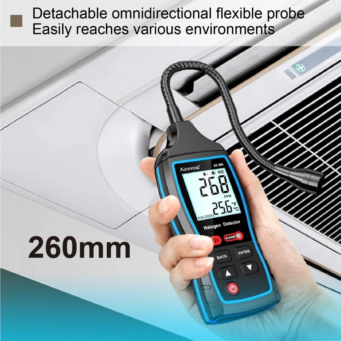 AS-W6 Refrigerant Leak Detector Halogen Sniffer 0–1000PPM R22 R32 R134a Freon Gas Detector LCD Battery Powered Industrial Home