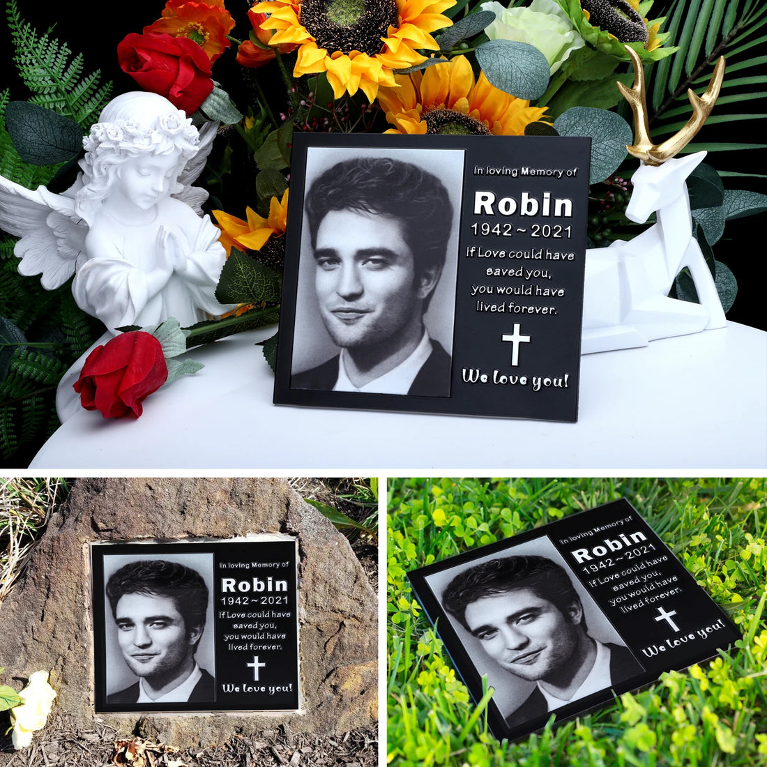 Personalized Memorial Plaque with Photo, Metal Custom Engraved Funeral Remembrance Human Pets Plaques For Loved Ones Lost