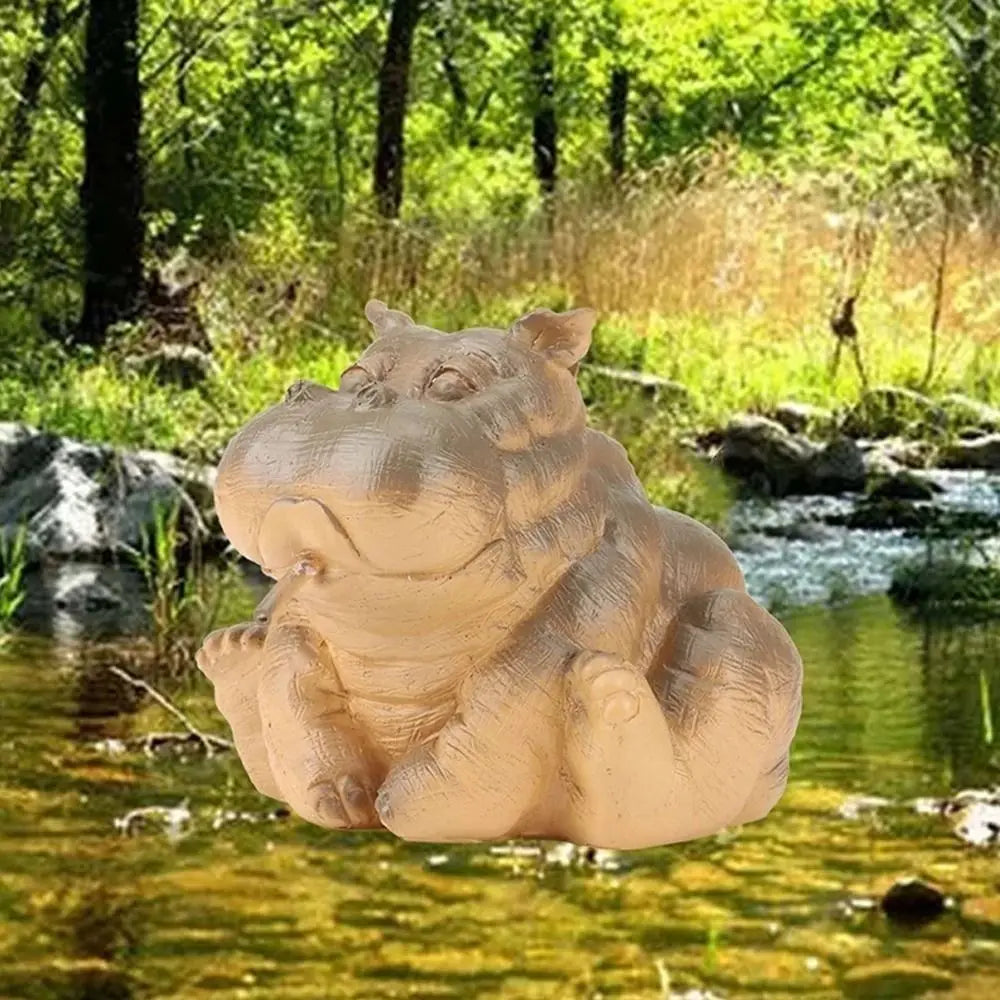 Hippo Pond Spitter Statue Decor Hippo Garden Outdoor Statue Animal Pond Sprinkler Yard Garden Decoration