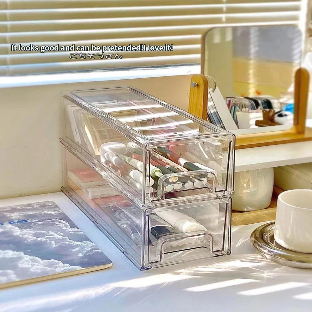 Desktop Pull-out Bathroom Storage Box Pillbox Storage Rack Medicine Box Multi-layer DIY Stackable Transparent Visual Make-up Box