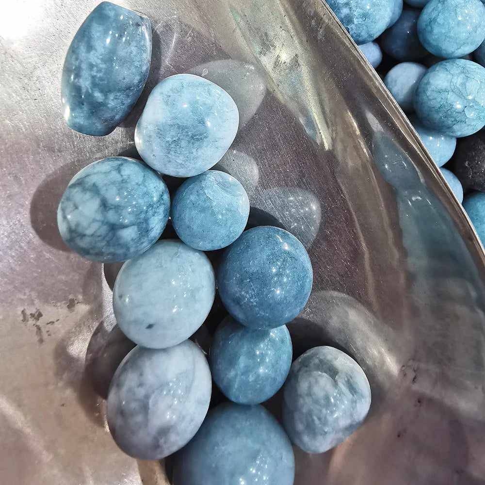 Natural Broken Sea Blue Treasure Rolling Stone Crystal Treatment Spiritual Qi Specimen Gem