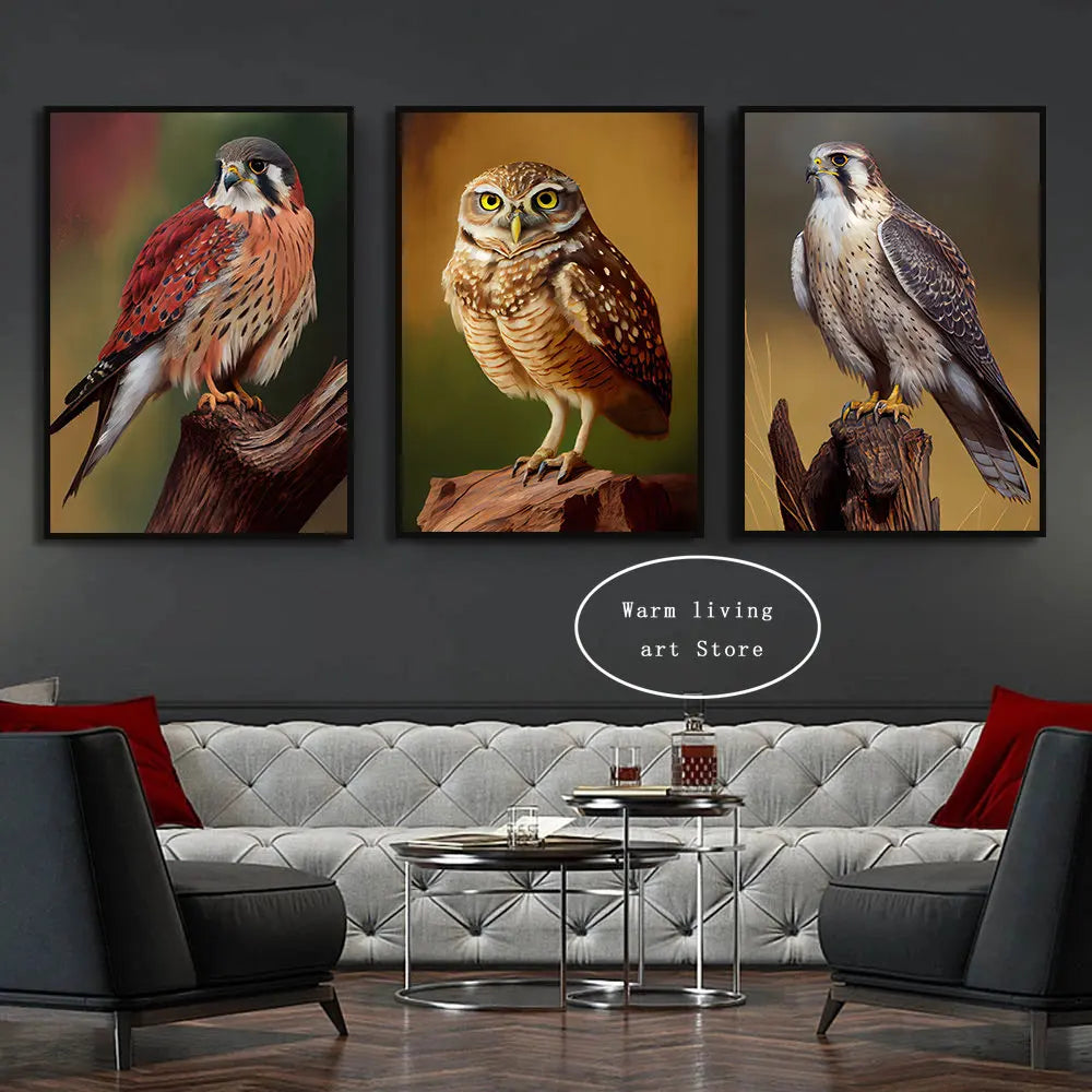 Barn Owl Longeared Owl Snowy Owl Poster Peregrine Falcon Prairie Falcon Canvas Painting Modern Animal Art Picture Home Decor