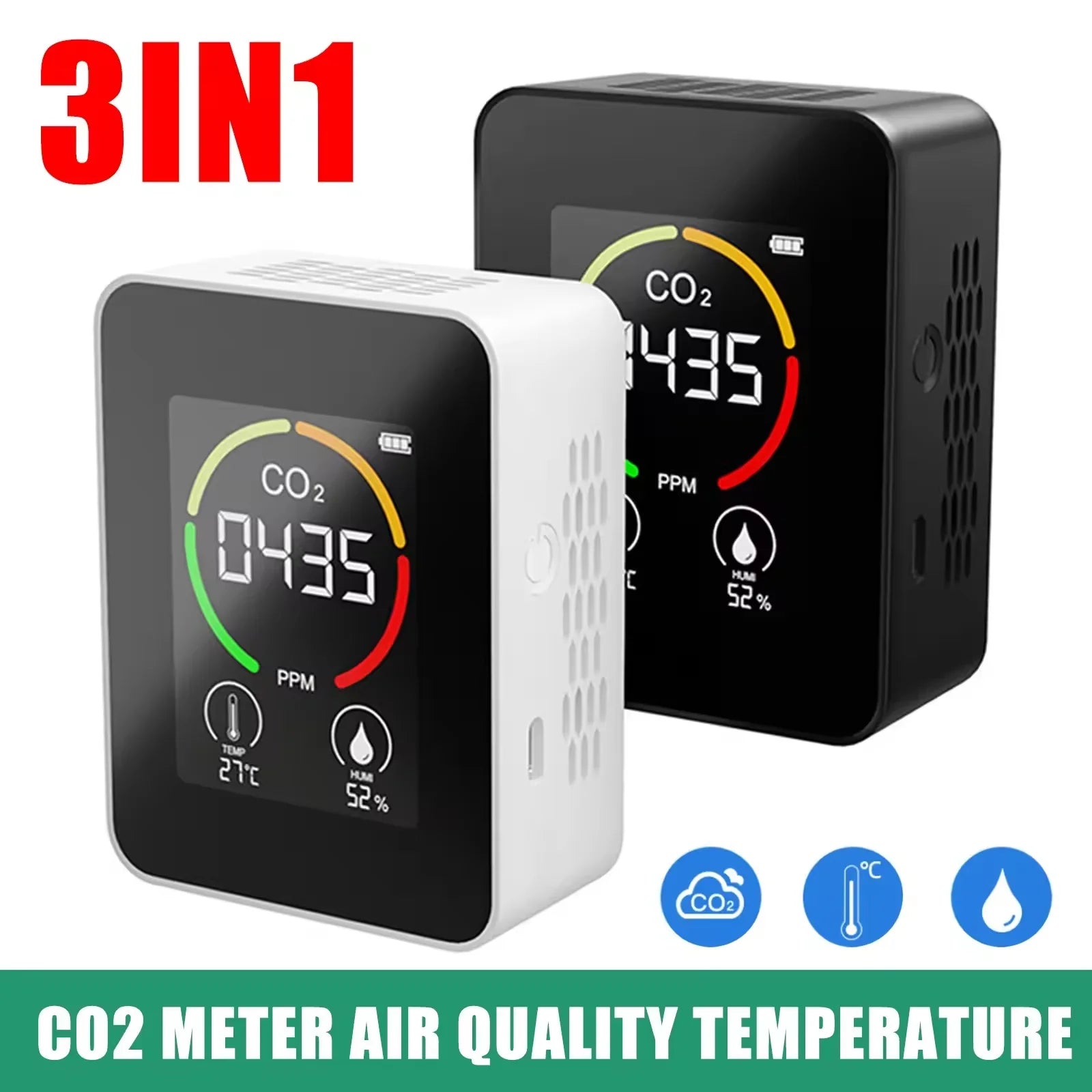 New Air Quality Detector Carbon Dioxide Detector Agricultural Production Greenhouse Gas Monitor Air Quality Tester CO2 Meter