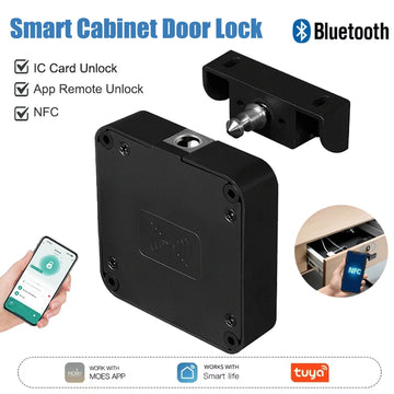 Tuya Bluetooth Smart Wood Cabinet Lock App Remote Control Monitoring Keyless IC Card Unlock Door Locker Furniture Drawer
