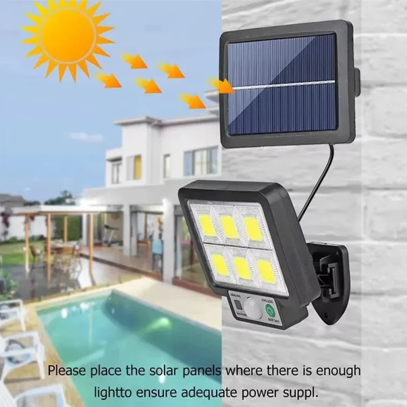 Solar LED Lights Outdoor Waterproof Motion Sensor 3 Modes 72COB Solar Flood Wall Lamp Street Garden Porch Garage Light