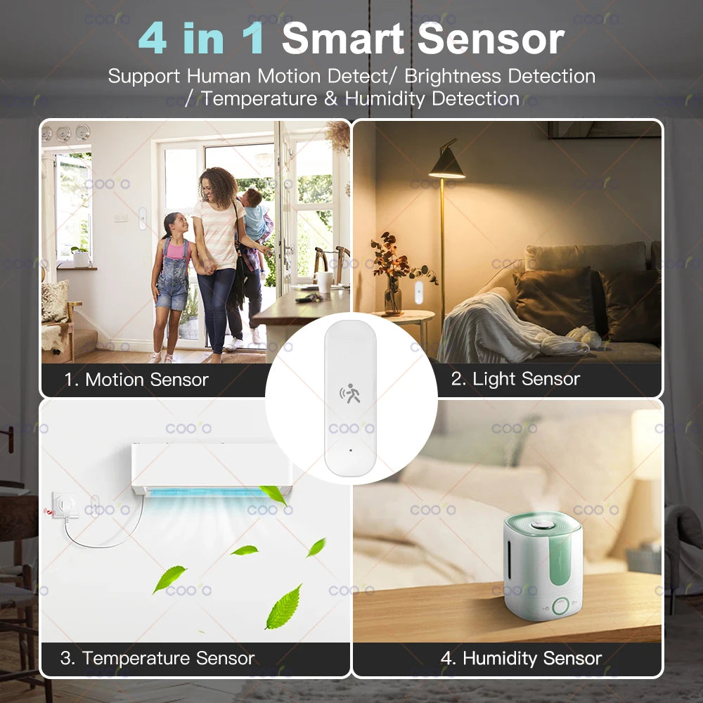 Tuya Zigbee 10G Mmwave Radar PIR Motion Sensor Smart Home Human Body Detector with Light Lumiance Temperature Humidity Detection
