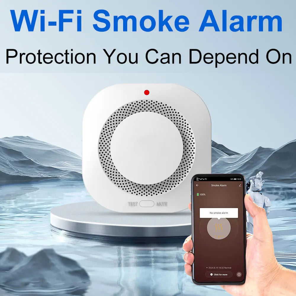 1pack Tuya WiFi Smoke Alarm Fire Protection Smoke Detector Smoke House Combination Fire Alarm Home Security System Firefighters，