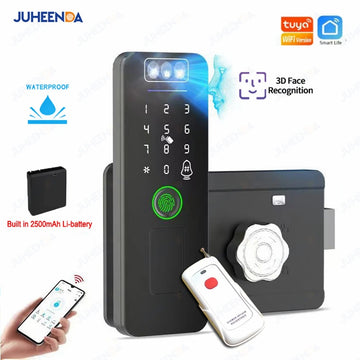 3D Face Recognition Outdoor Waterproof Fingerprint Smart Door Lock Tuya Wifi App Control Digital Password Electronic Rim Lock