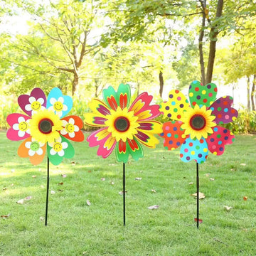 Sunflower Pinwheel Windmill Stake Rotating Standing Wind Spinner for Outdoor Garden Yard Party Picnic Decor YLZSFC01