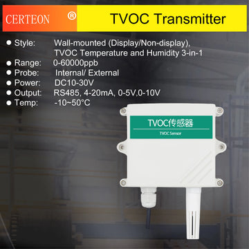 Air Quality Transmitter Indoor Air Quality Sensor TVOC Detector Smart AQI Monitoring Device Environmental Air Quality Sensor