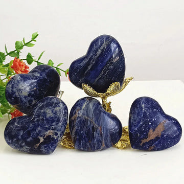 Natural Lapis lazuli polished heart-shaped crystal quartz mineral restoration spiritual decoration