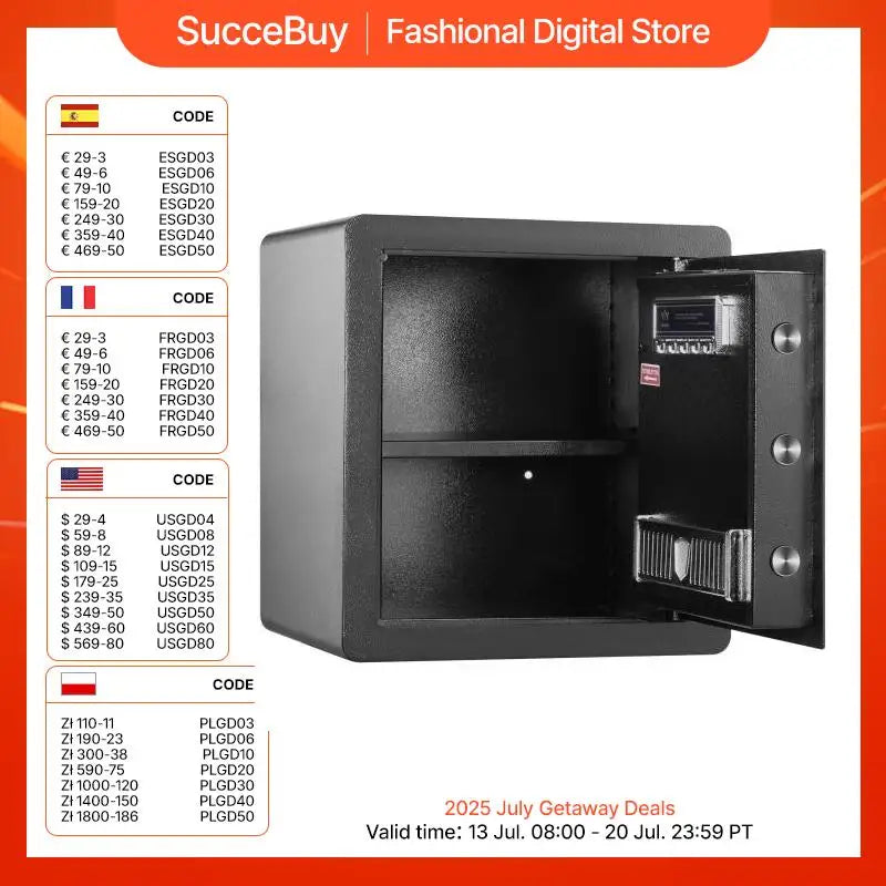 SucceBuy Safe 1.8/2.2 Cubic Feet Steel Security Safe w/ Digital Keypad and 2 Keys  Cash Gold Jewelry Document for Home Hotel