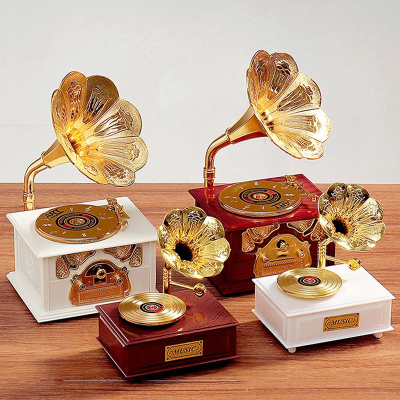 Antique Classical Retro Horn Gramophone Music Box Nostalgic Style Gramophone Music Box Home Decoration Gift