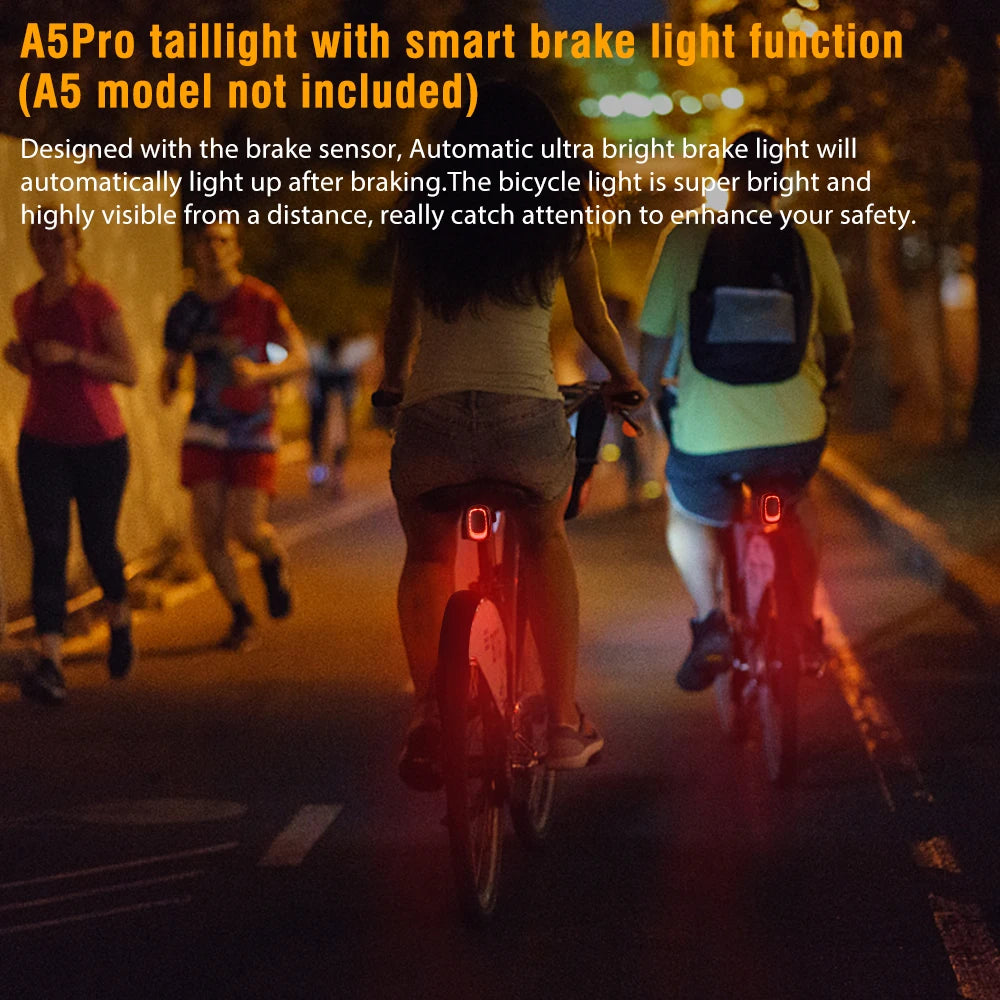 Camaroca Bicycle Alarm Taillight Burglar Bike Light USB Charging Smart Auto Brake Sensing Remote Control Waterproof Bicycle Lamp