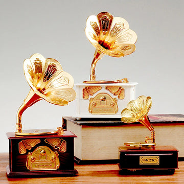 Antique Classical Retro Horn Gramophone Music Box Nostalgic Style Gramophone Music Box Home Decoration Gift
