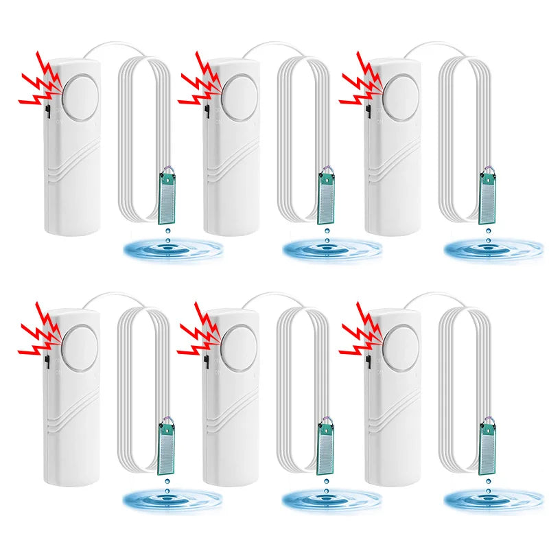 Water Leak Detector Instant 90dB Alarm Flood Sensor 1M Cable Audio Alert Battery Powered for Pipe / Floor / Kitchen / Bathroom