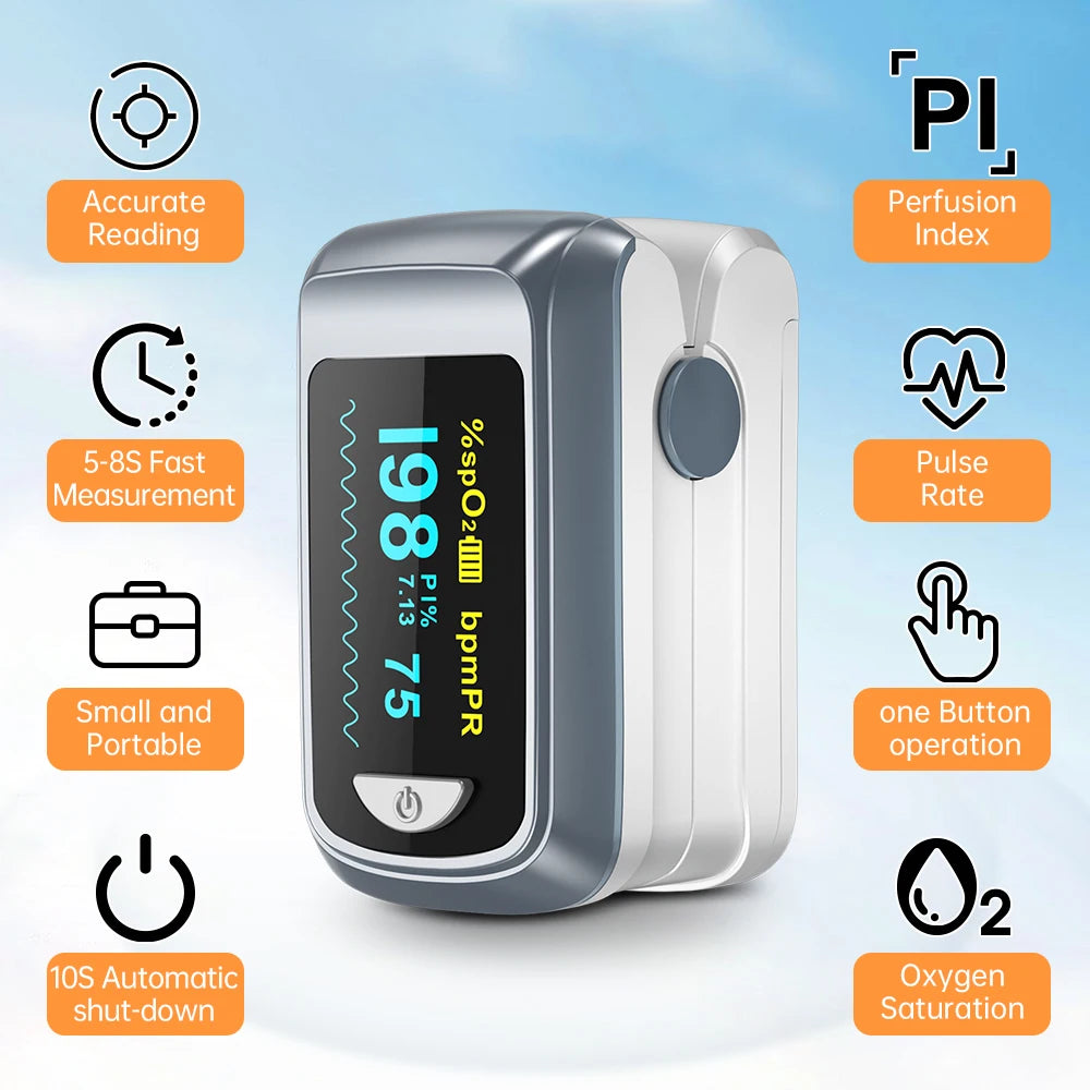 HealthTree Fingertip Pulse Oximeter Saturometer Oximetry Heart Rate Blood Oxygen Oximetro OLED Display Adult Child Saturometro