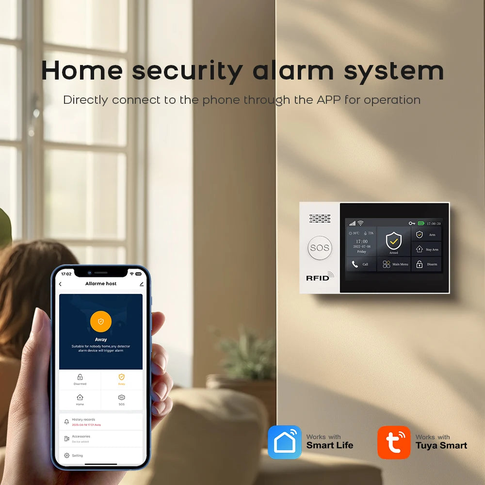 PGST PG-107 Tuya Wireless Home WIFI GSM Home Security With Motion Detector Sensor Burglar Alarm System APP Control Support Alexa