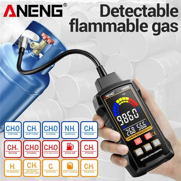 ANENG Gas Leak Detector Analyzer Methane Flammable9999 PPM Combustible Natural Tester LCD ScreenSound and Light Alarm LEL Tester