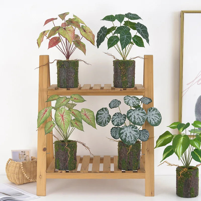 Simulation 1pc 12Heads Green Turtle Leaves Plant Interior Decoration Photography Ornament for Outdoor Indoor Decor Home Garden