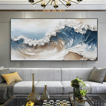 Arthyx 100% Handpainted Abstract Sea Wave Oil Painting On Canvas,Modern Texture Art Seascape Poster,Wall Picture,Home Decoration
