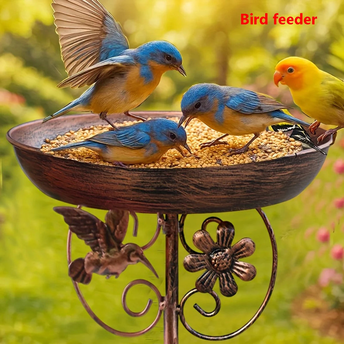Garden Metal Bird Bath with 5-Prong Base, Outdoor Vintage Cast Iron Water Fountain! Ideal Decoration for Bird Lovers, Perfect Gift Choice