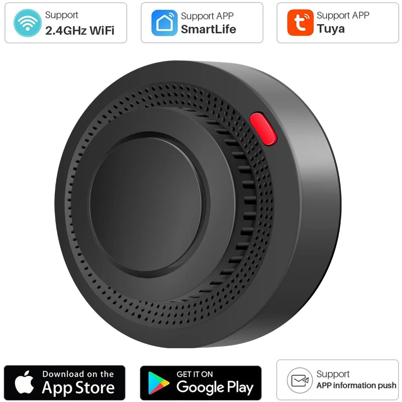 WiFi Fire Protection Smoke Sensor Alarm Detector Smart Life app and Tuya Smart app Control work with Alexa and Google assistant